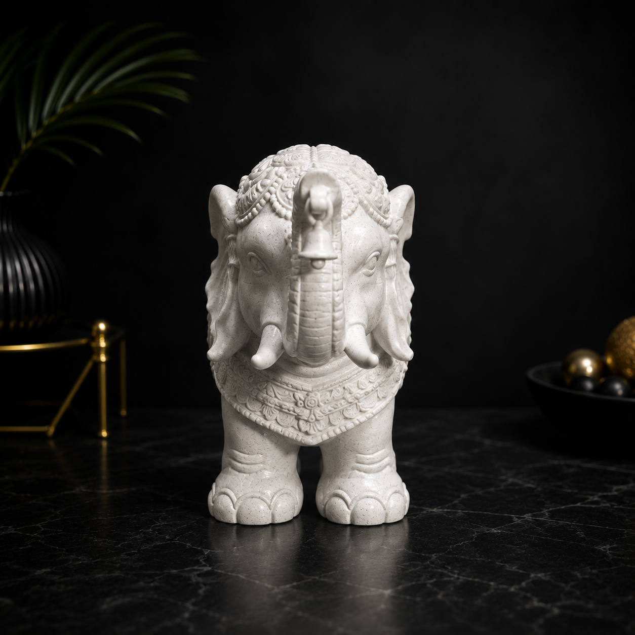 Marble Finish Decorative Elephant | 3D Printed Elephant Showpiece
