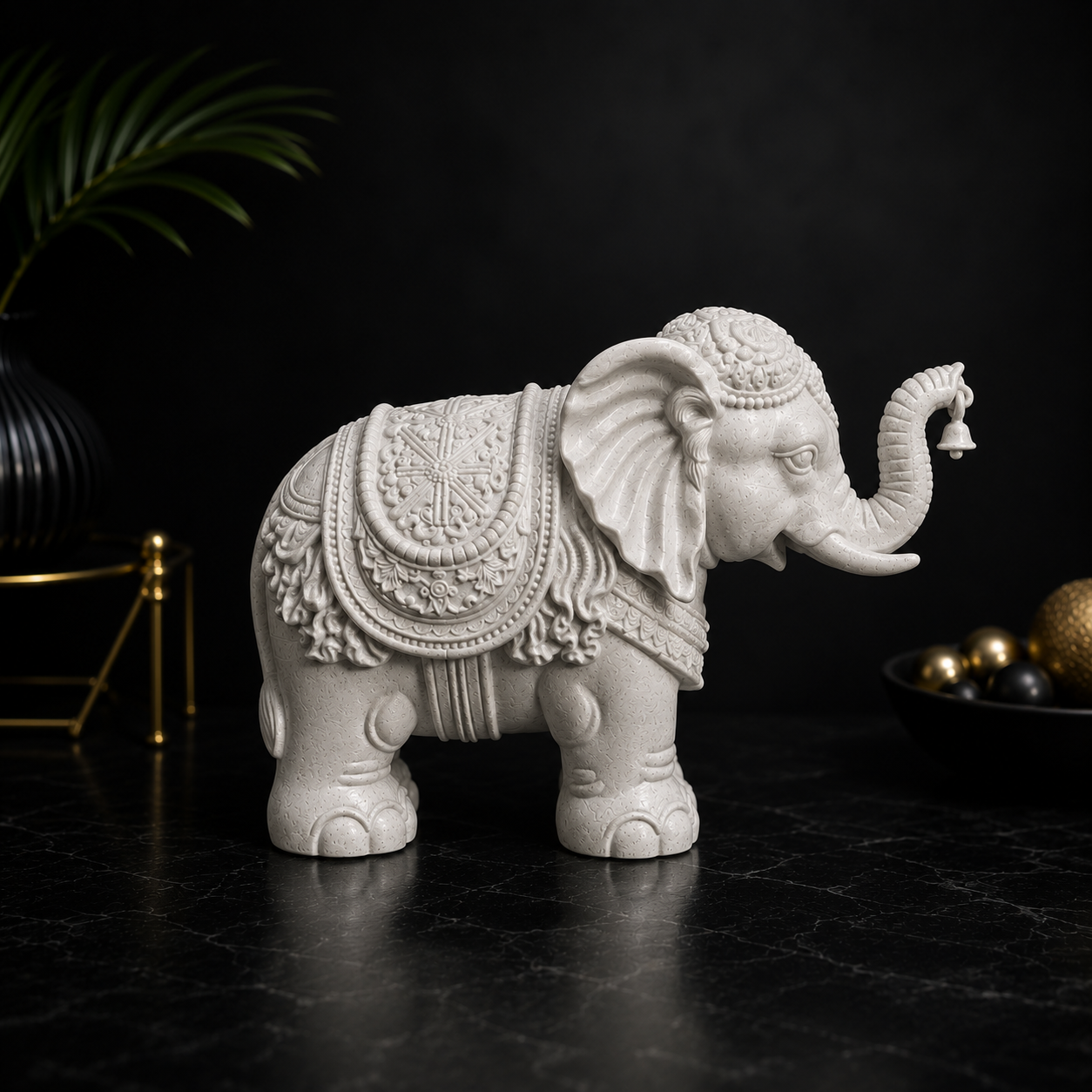 Marble Finish Decorative Elephant | 3D Printed Elephant Showpiece