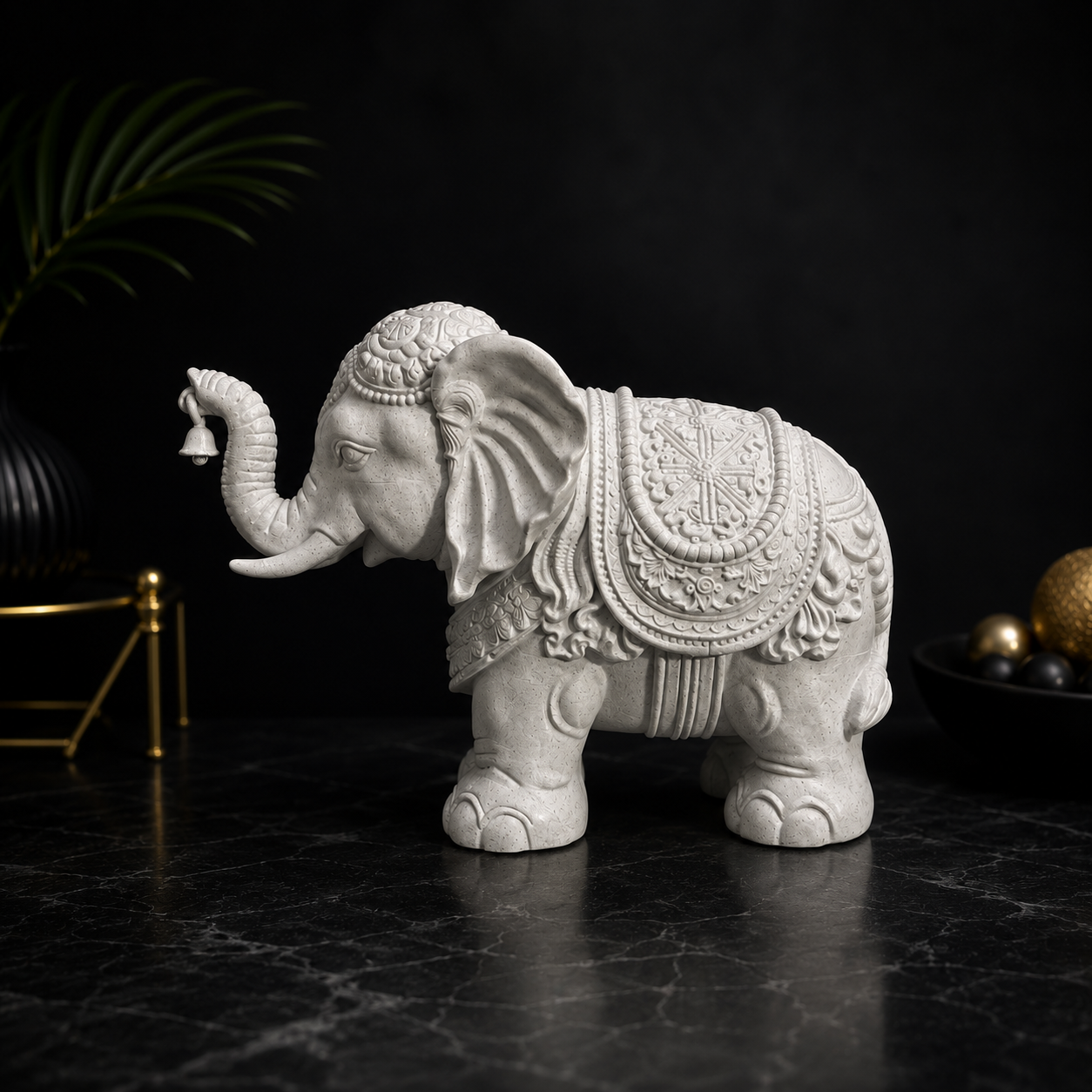 Marble Finish Decorative Elephant | 3D Printed Elephant Showpiece