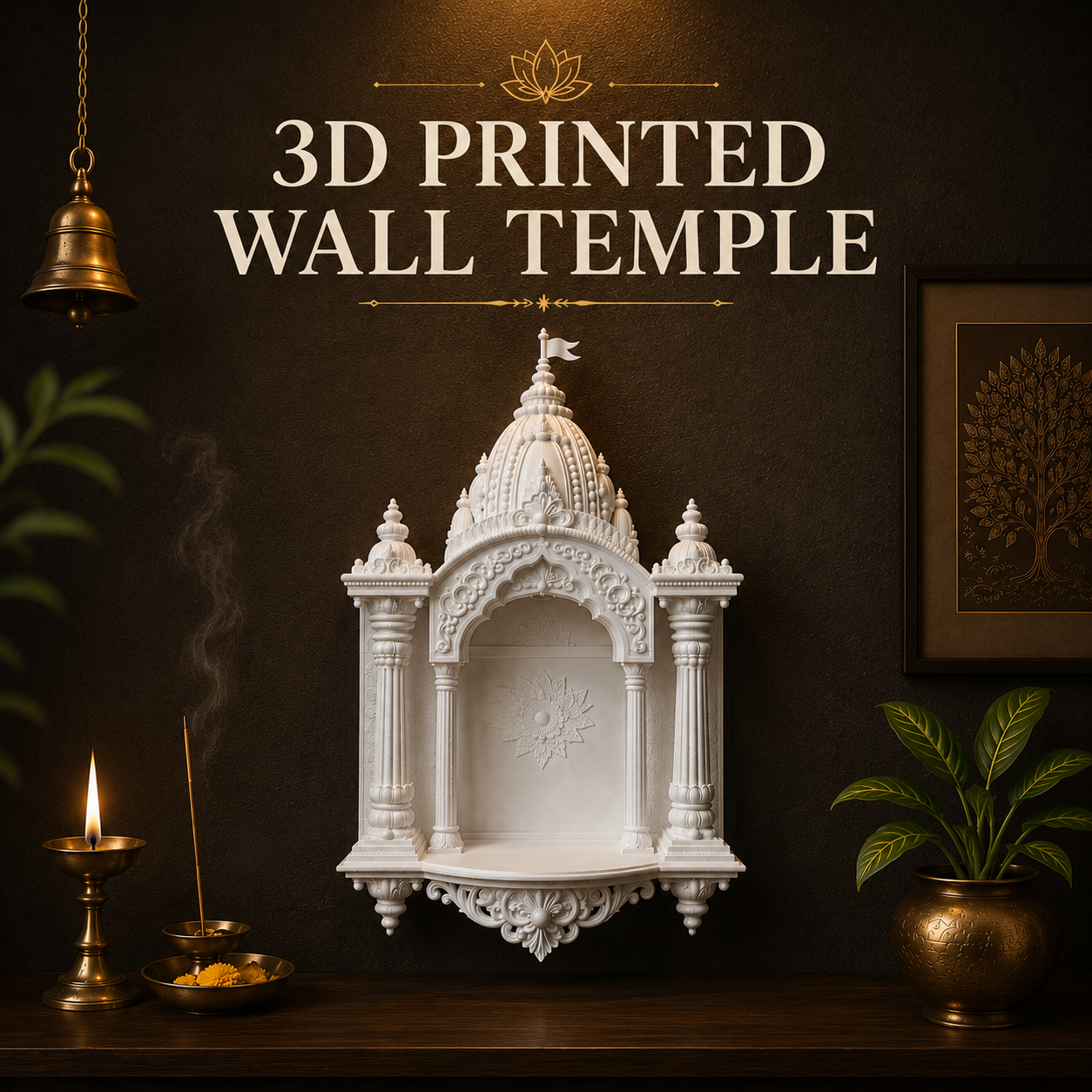 Premium Traditional Home Mandir Temple with Shikhar Design for Pooja Room