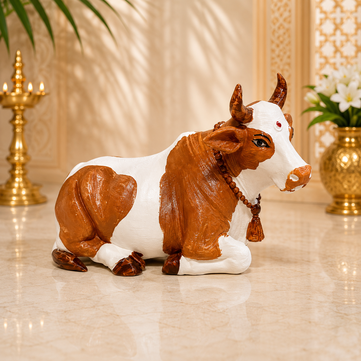 Sacred Resting Cow Idol – Premium 3D Printed Spiritual Home Decor