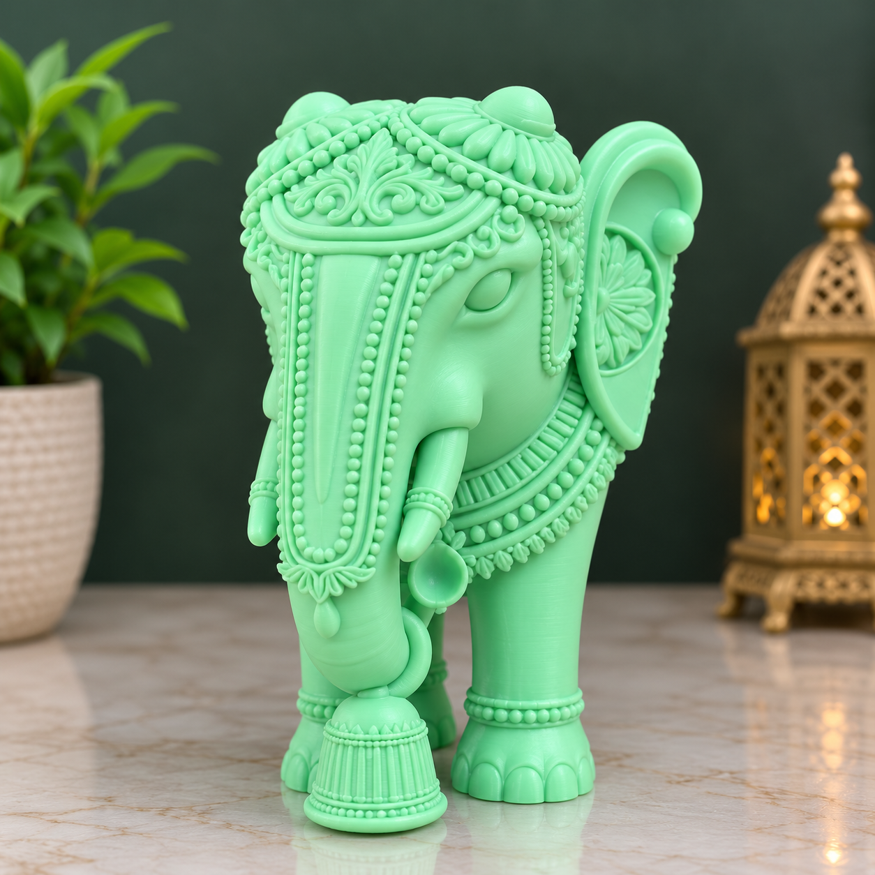 Royal Elephant with Hanging Bell Decorative Showpiece